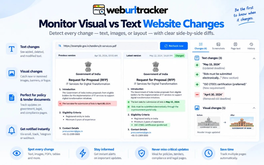 Visual screenshot diff next to a green and red text diff