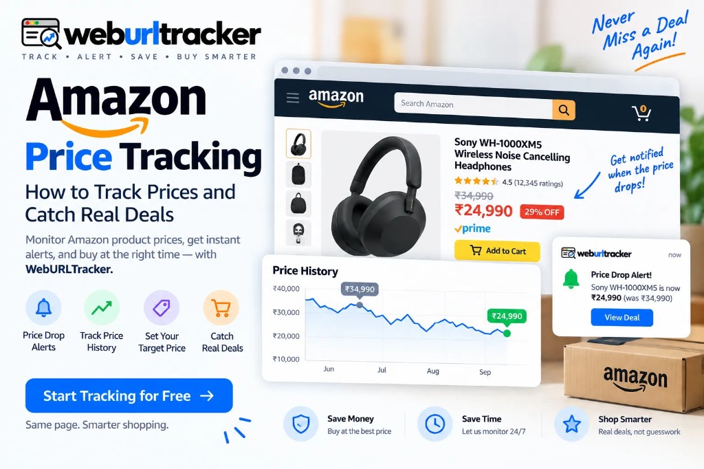 Amazon price tracking with WebURLTracker alerts, price history, and deal notifications