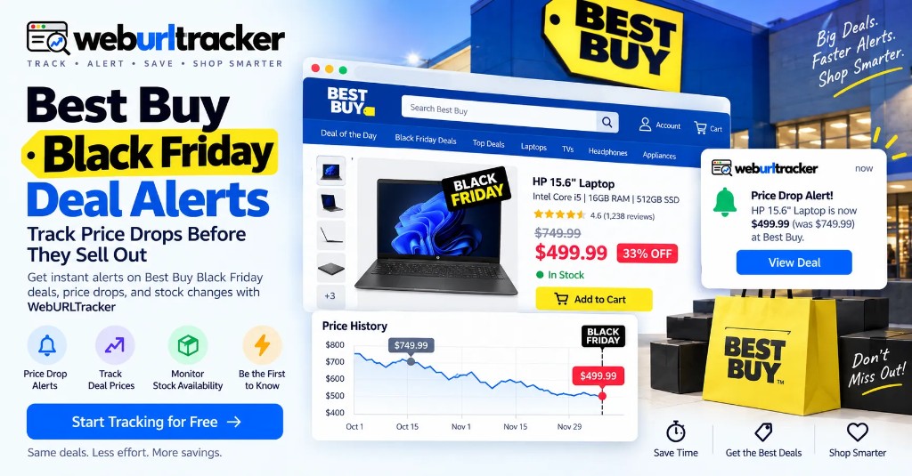 Best Buy Black Friday deal alerts for price drops and stock changes with WebURLTracker