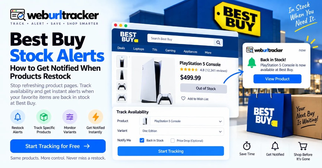 Best Buy stock and restock alerts for sold-out products with WebURLTracker
